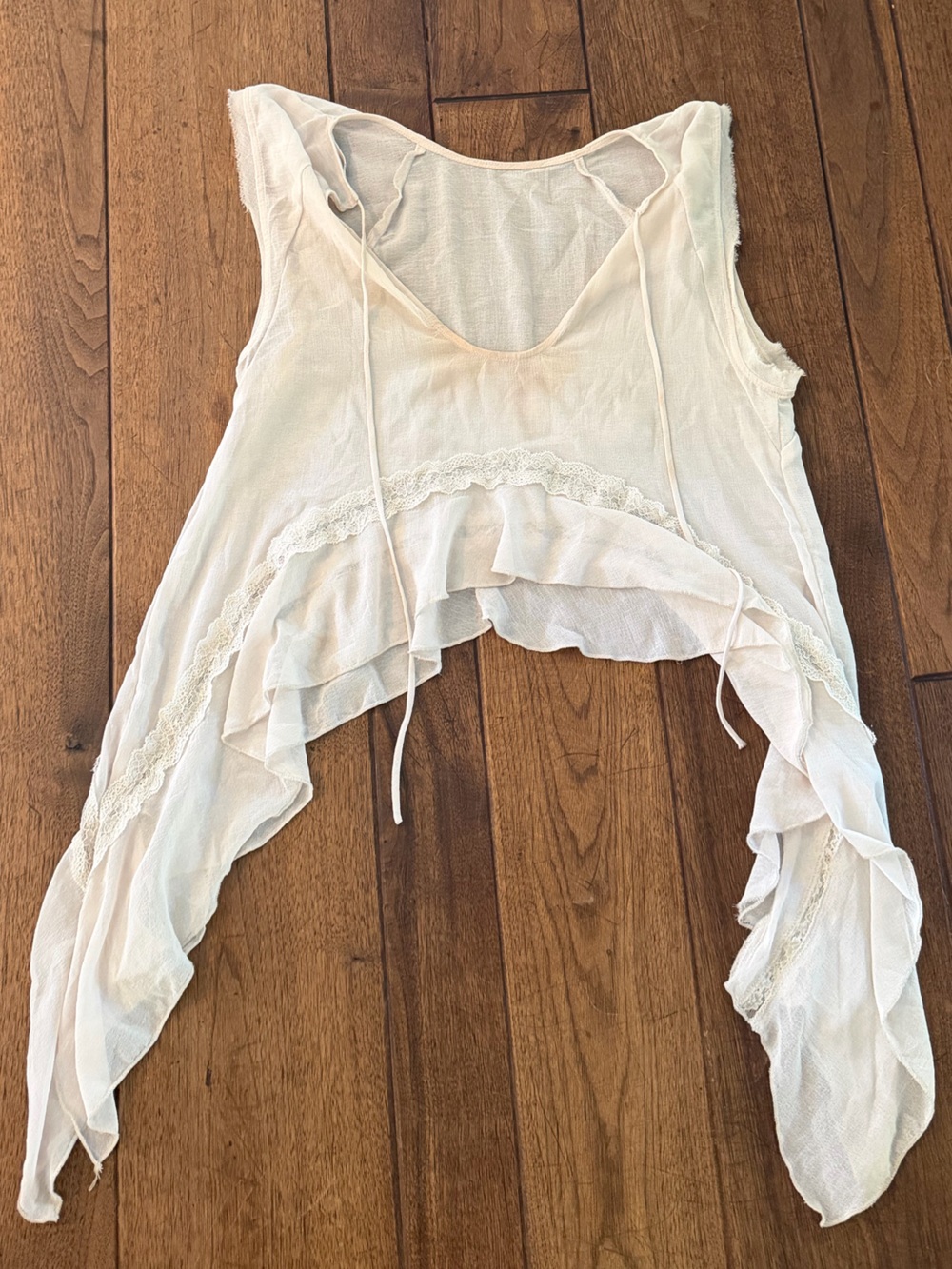 Free People Ivory Layered Ruffle Sleeveless Top